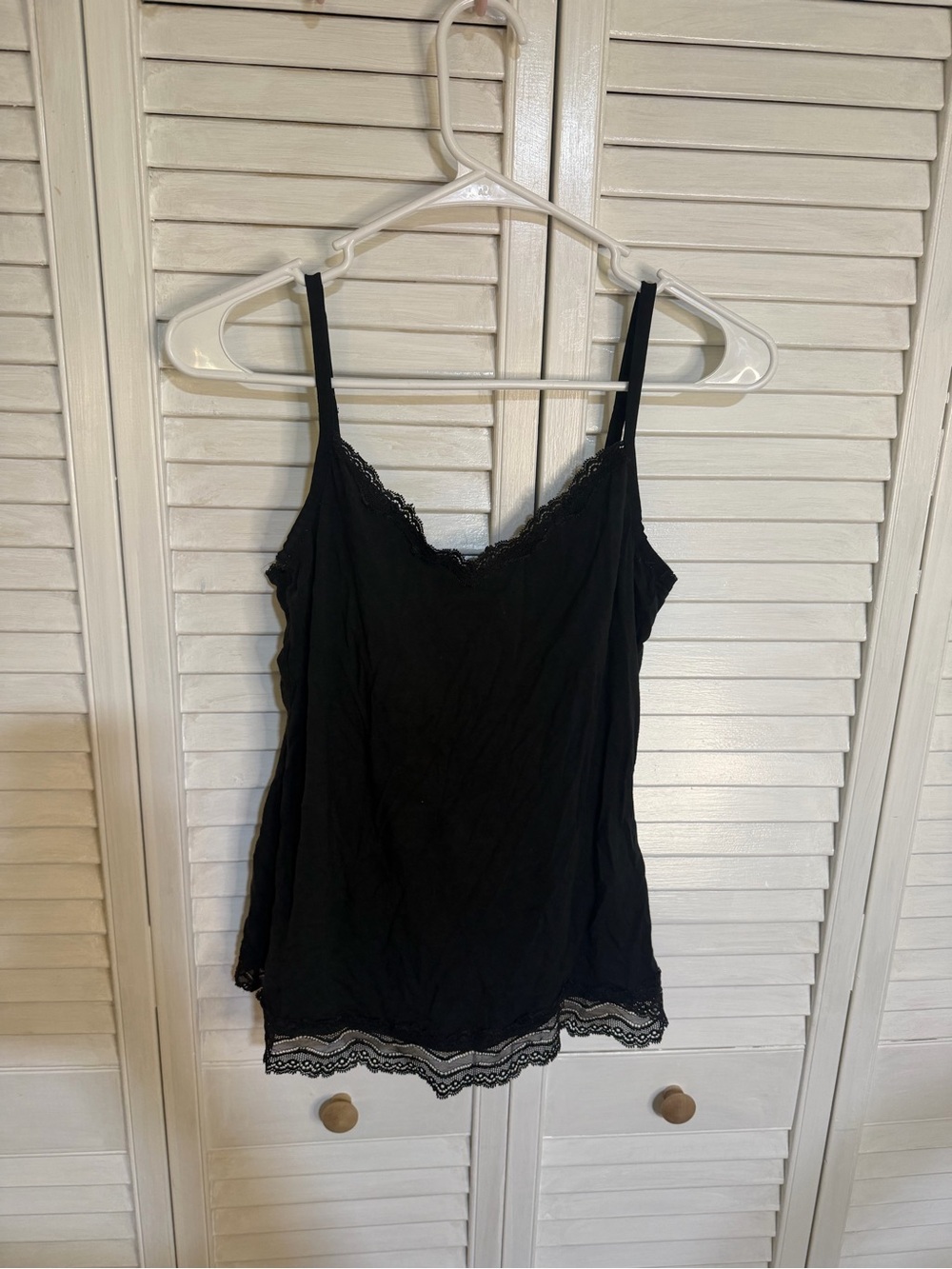 LOFT Black Lace-Trim Camisole Tank